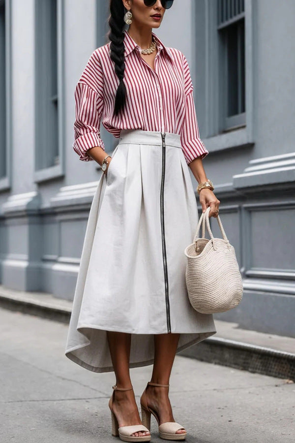 Women's Solid Color Zipper Irregular Pocket Fashion Skirts