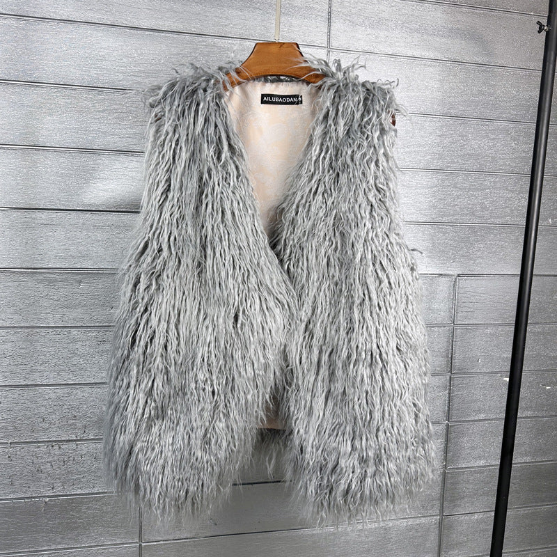 Women's Winter Mid-length Imitated Tibet Sheep Fur Coats