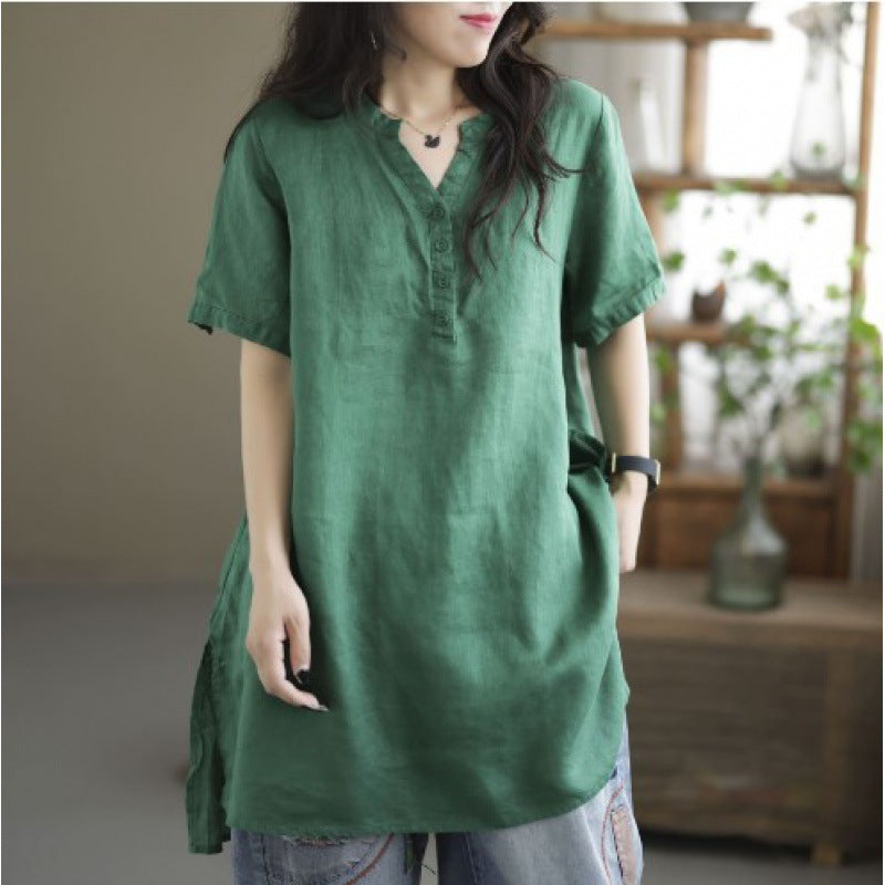 Women's Solid Color Button Fashion Sleeve Blouses