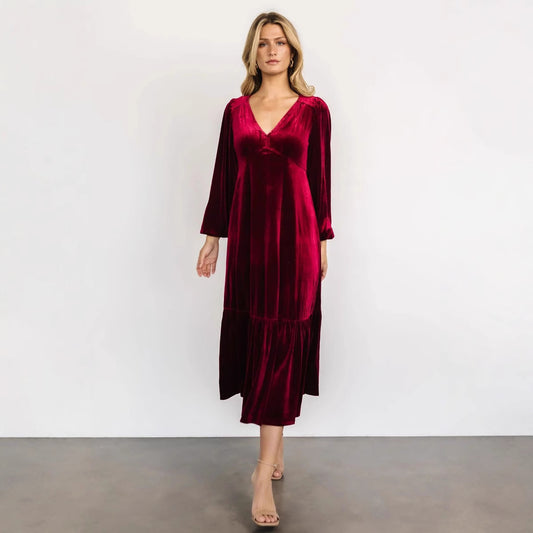 Collar Puff Sleeve Veet Ruffled Dress Dresses