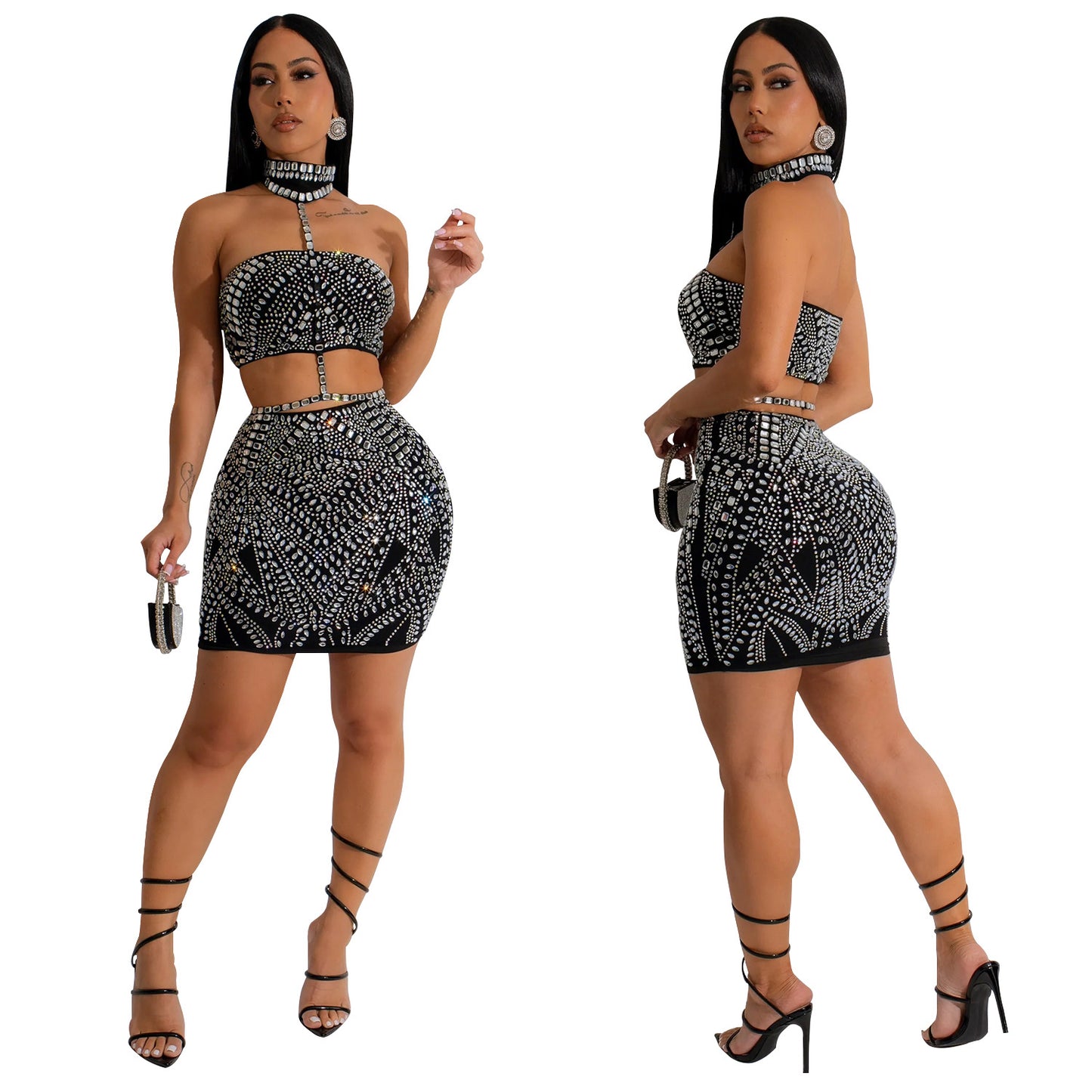 Women's Fashion Wear Sleeveless Strap Rhinestone For Dresses