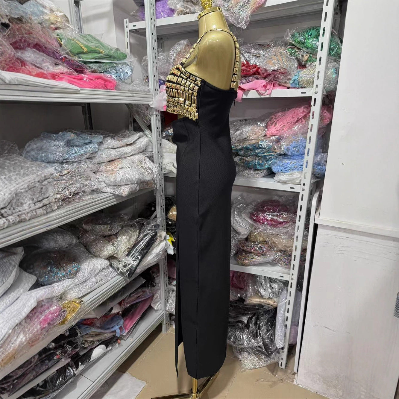 Color Sling Tight Long Slit Dress Dresses