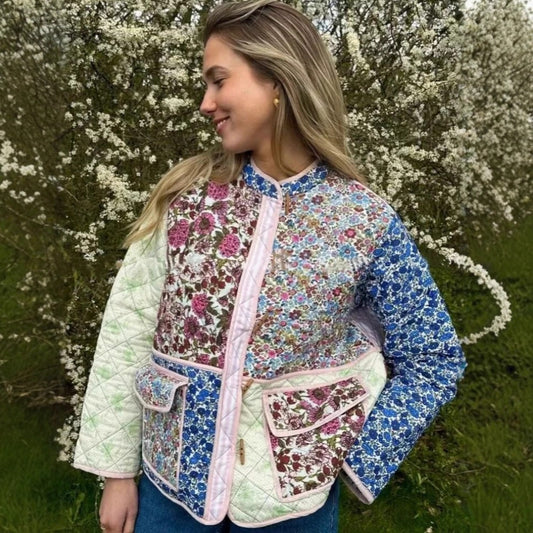 Women's Multicolor Street Fashion Print Stitching Cotton Jackets