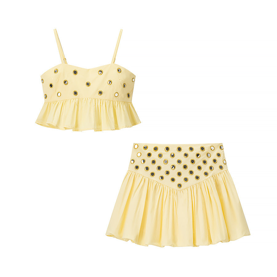 Women's New Pleated Hem Slip Dress Suits
