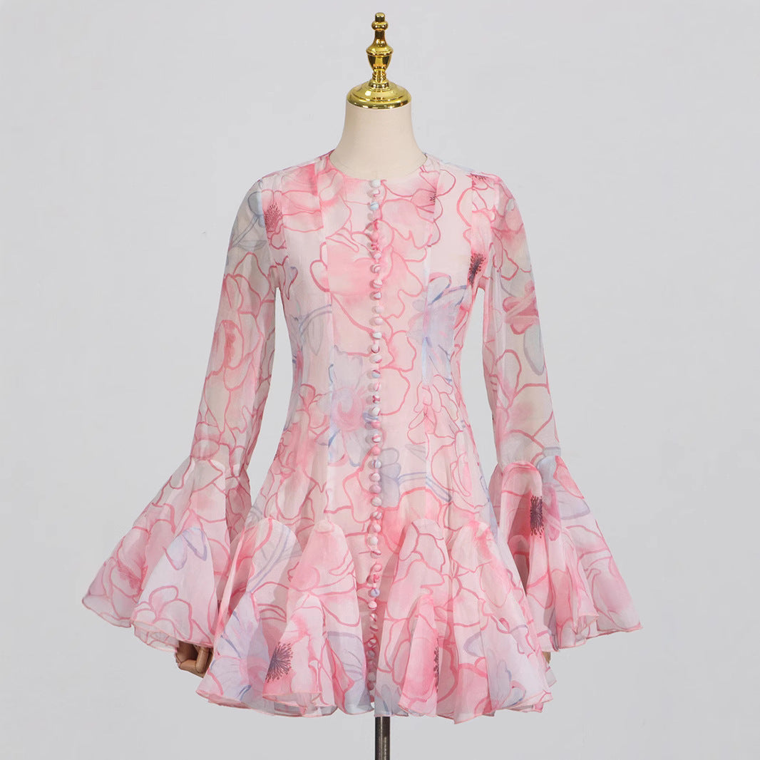 Sweet Sexy Summer Round Neck Petal Sleeve Elegant Dresses