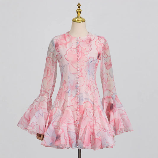 Sweet Sexy Summer Round Neck Petal Sleeve Elegant Dresses