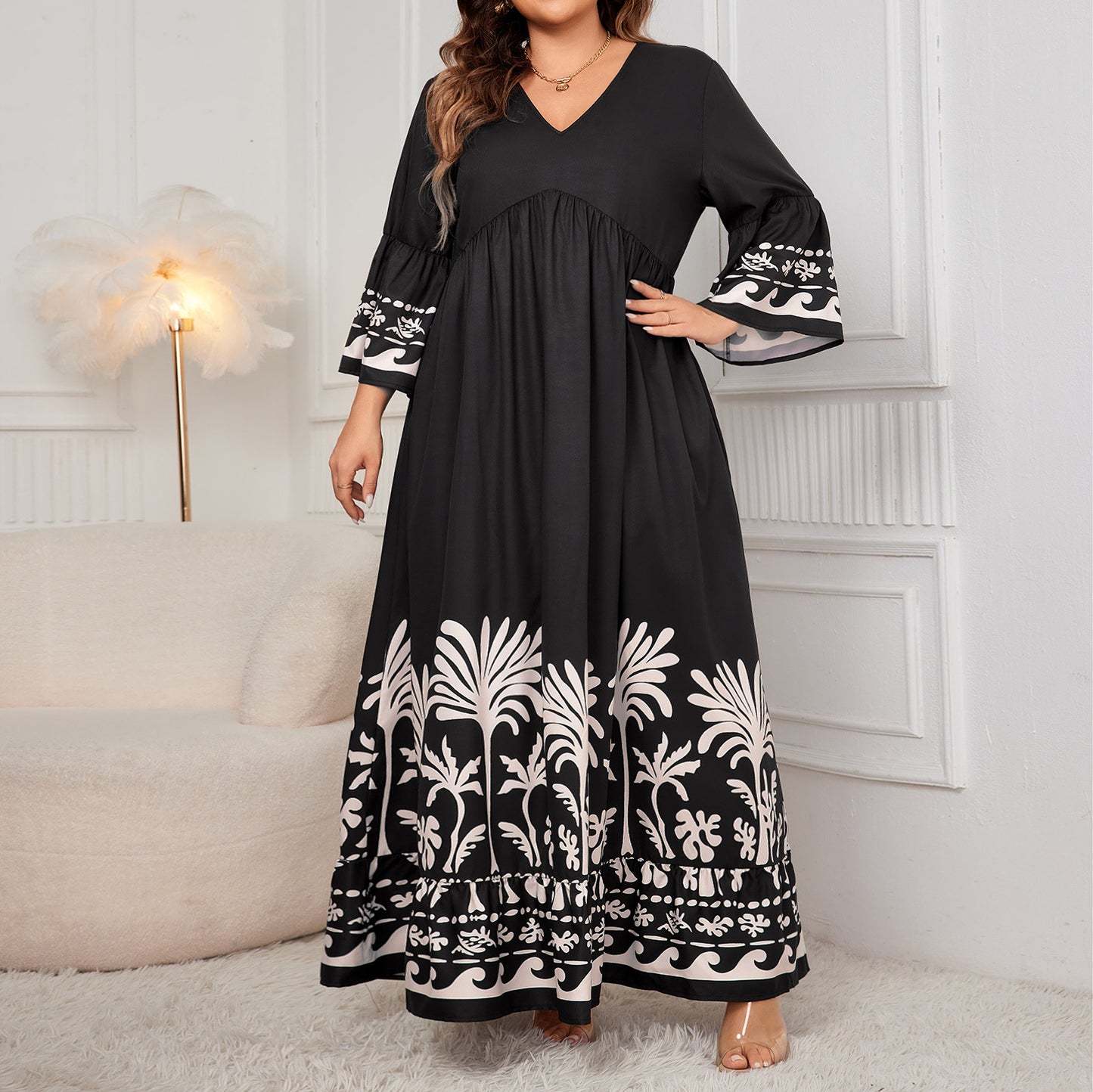 Women's Bell Sleeve Loose Dress Elegant Style Dresses