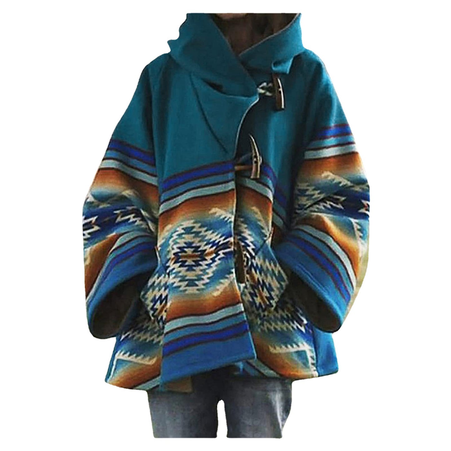 Women's Winter Loose Retro Printed Woolen Colors Coats