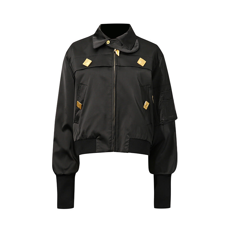 Women's Comfort Casual Style Stand Collar Stitching Design Coats