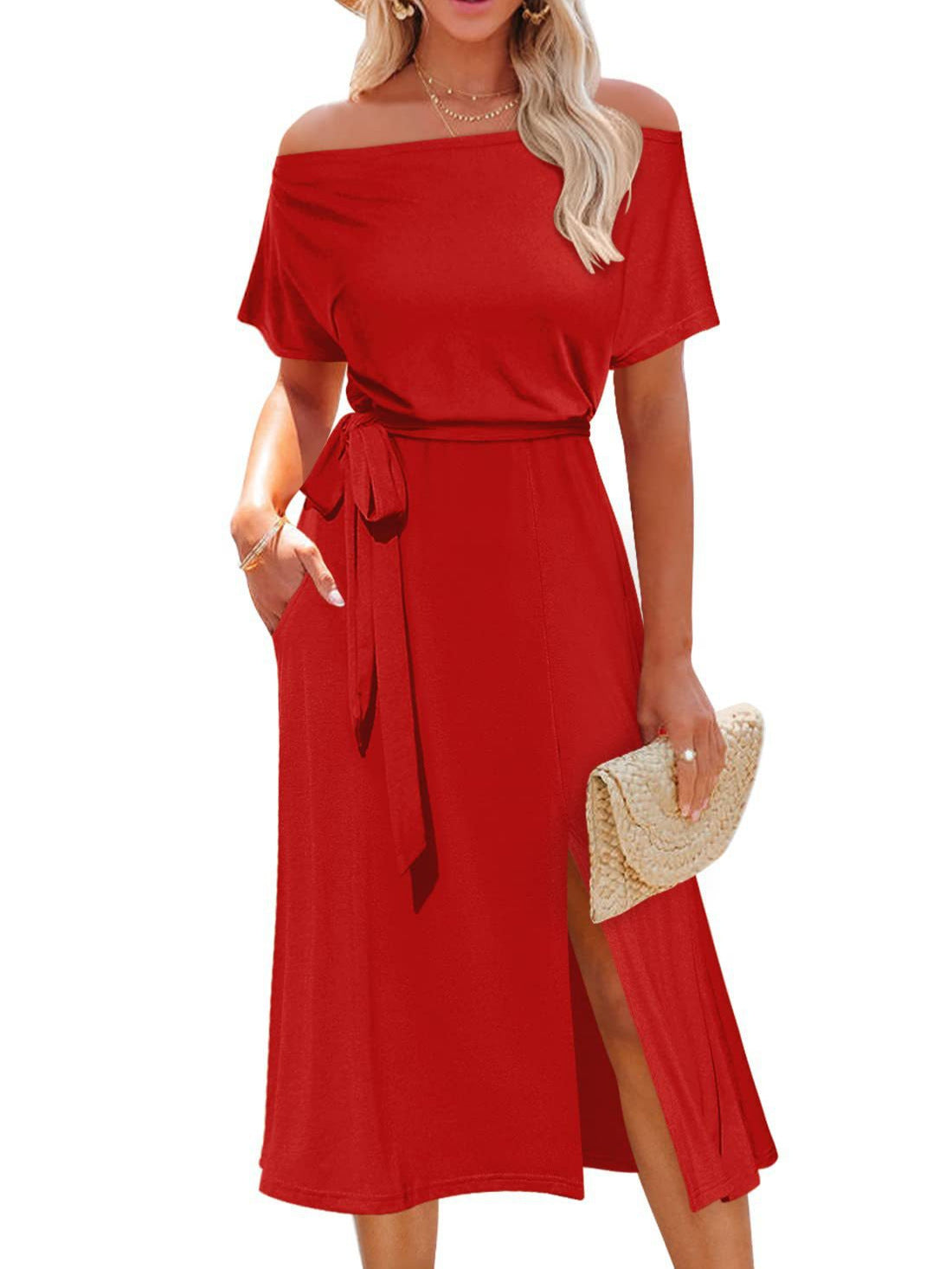 Women's Summer Sleeve Waist Slit Mid-length Shorts