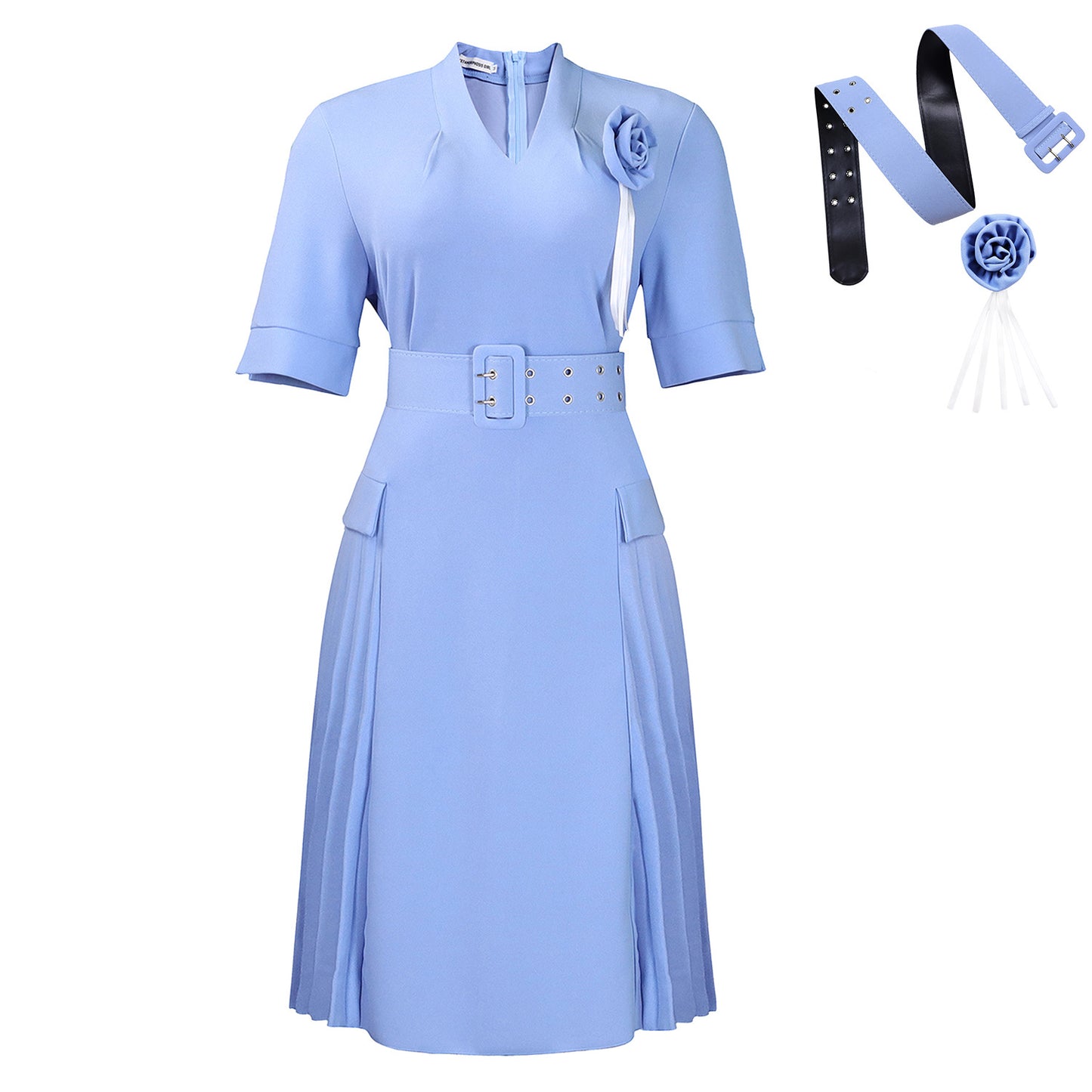 Women's Solid Color Pleated High Waist African Dresses