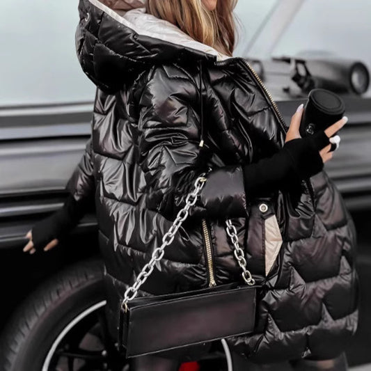 Attractive Winter Hooded Cotton Triple Zipper Coats