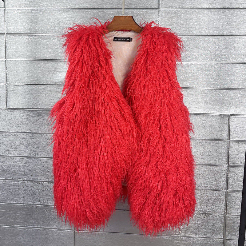 Women's Winter Mid-length Imitated Tibet Sheep Fur Coats