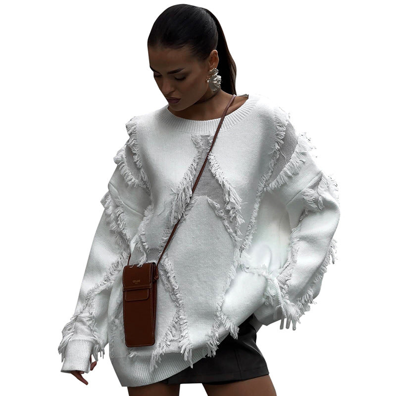 Women's Vintage Loose Lazy Style Knitted Tassel Blouses