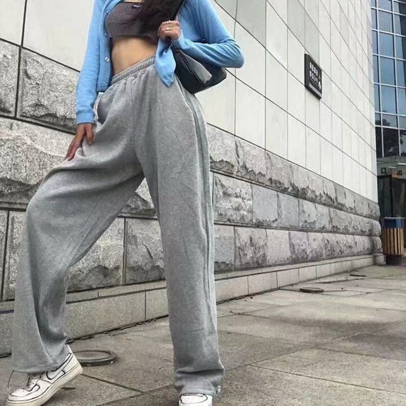 Female Casual Jogger Gray High Waist Pants