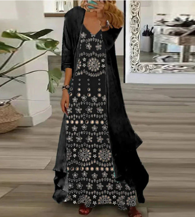 Women's Inner Dress Two-piece Chiffon Printed Dresses