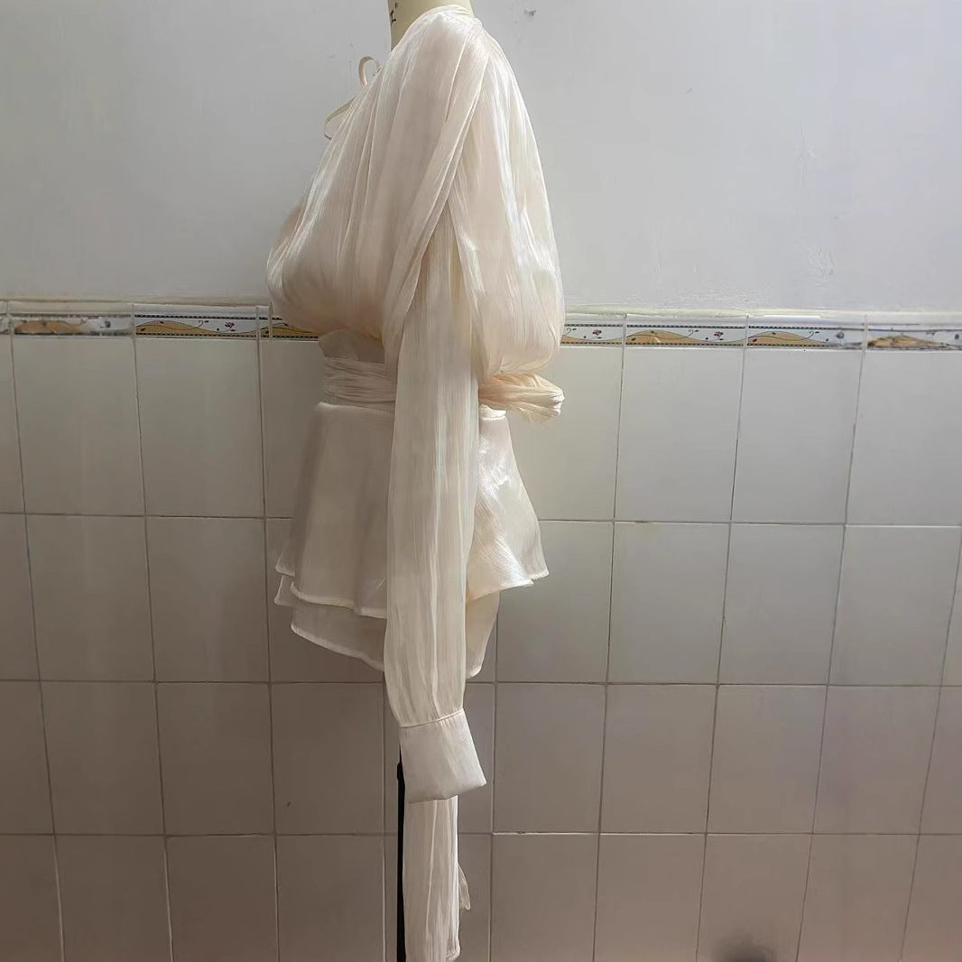 Leaf Two-piece Early Spring Pleated Design Blouses