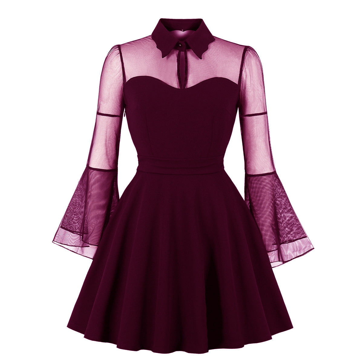 Women's Style Dark Black Queen Mesh Long Dresses