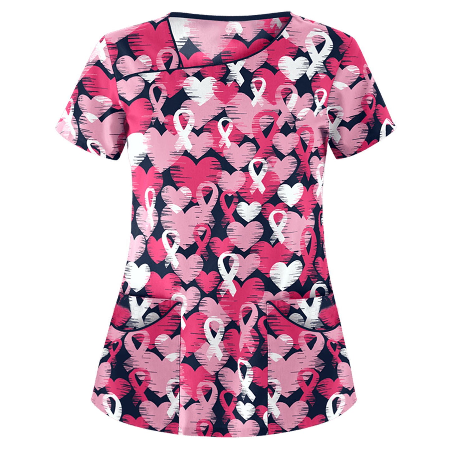 Women's Stylish Printed Sleeve Pocket T-shirt Blouses