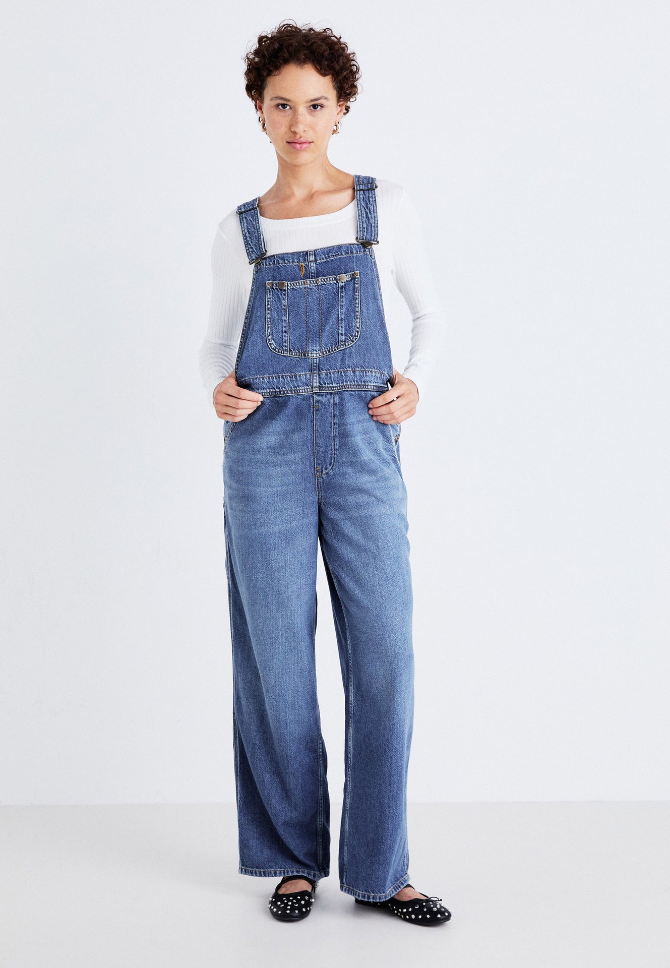 Women's Fashionable Casual Loose Denim Suspender Retro Jeans