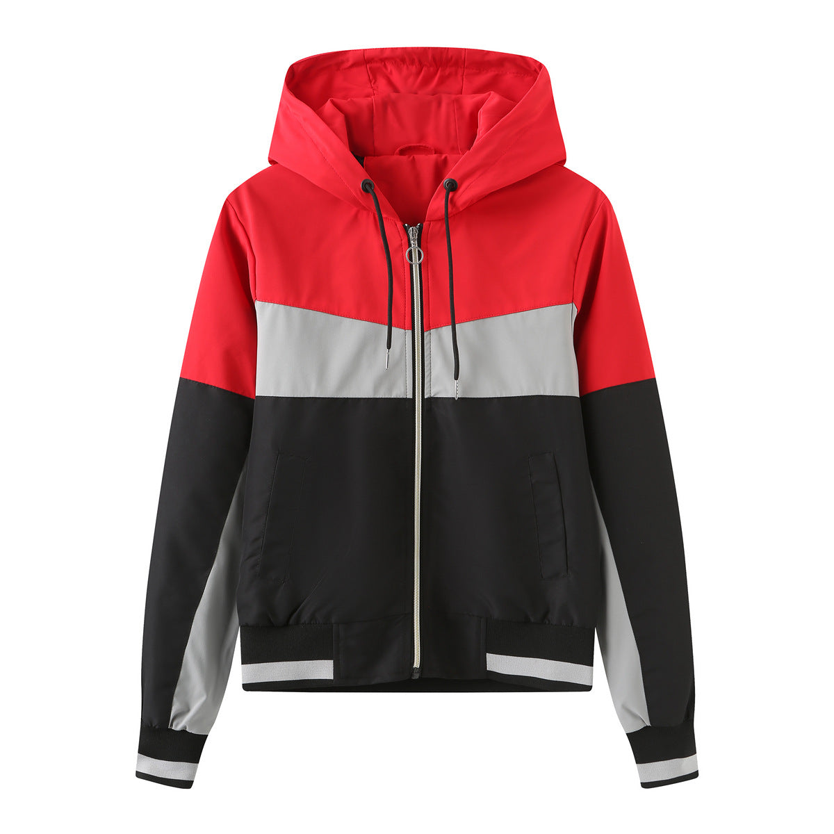 Women's Thin Anorak Color Long Sleeve Zipper Coats