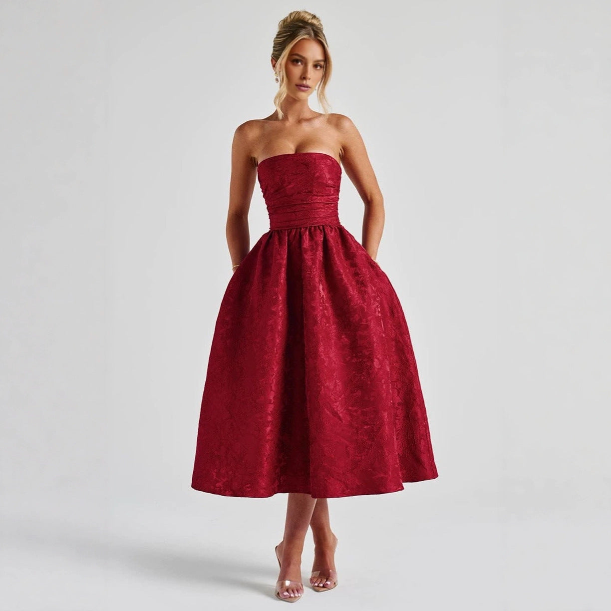 Dress Senior Elegant Jacquard Sleeveless Backless Dresses