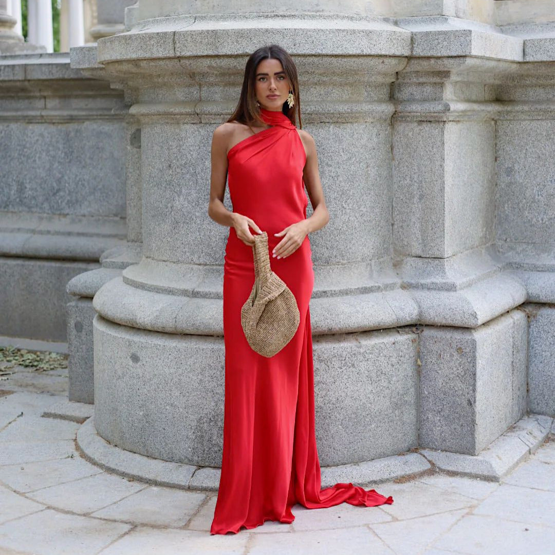 Women's Elegant Slightly Mature Backless Ribbon Halter Dresses