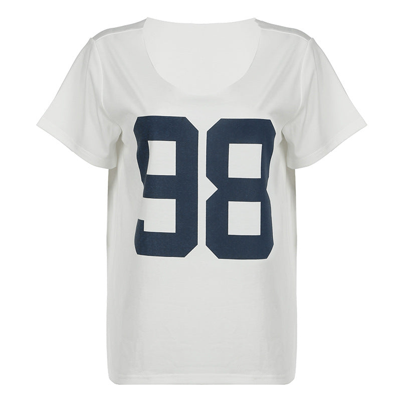 Women's Digital Printed Round Neck T-shirt Casual Blouses