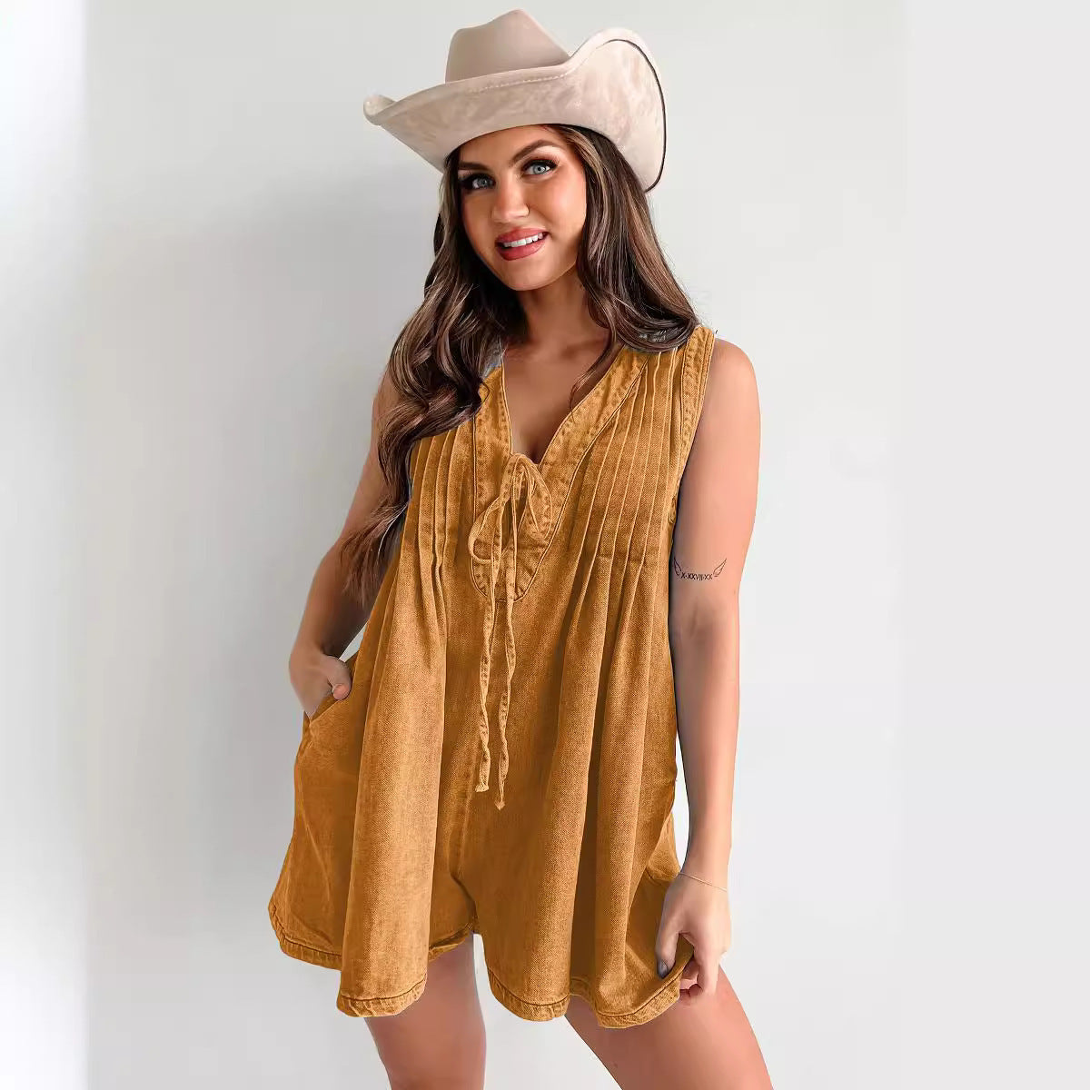 Summer Street Hipster Sleeveless Short-sleeved Denim Jumpsuits