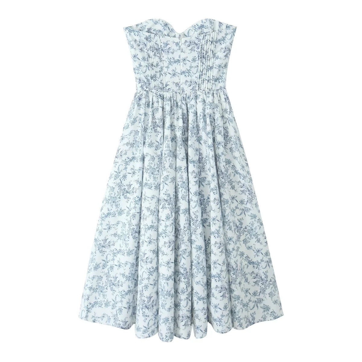 Women's Autumn French Style Fresh Vacation Floral Strapless Dresses