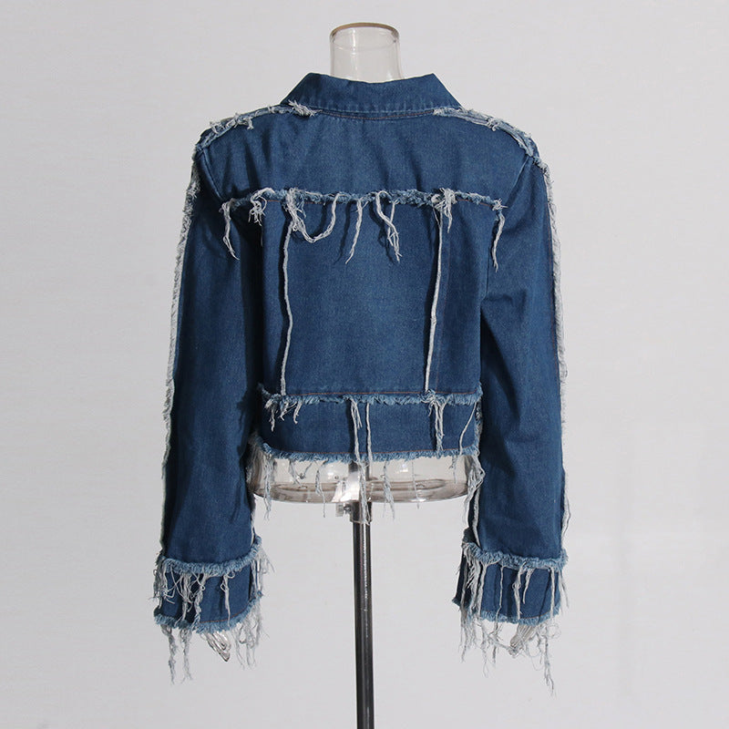 Women's Fashionable Personality Trendy Autumn Blue With Rough Jackets