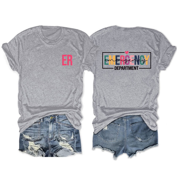 Double-sided Printed Short-sleeved Lettered Casual T-shirt Blouses