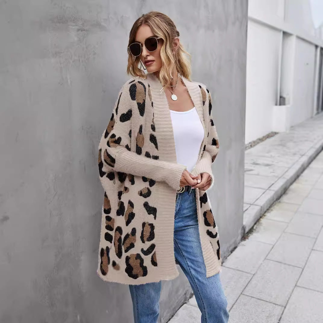 Women's Winter Large Personality Fashion Leopard Print Knitwear