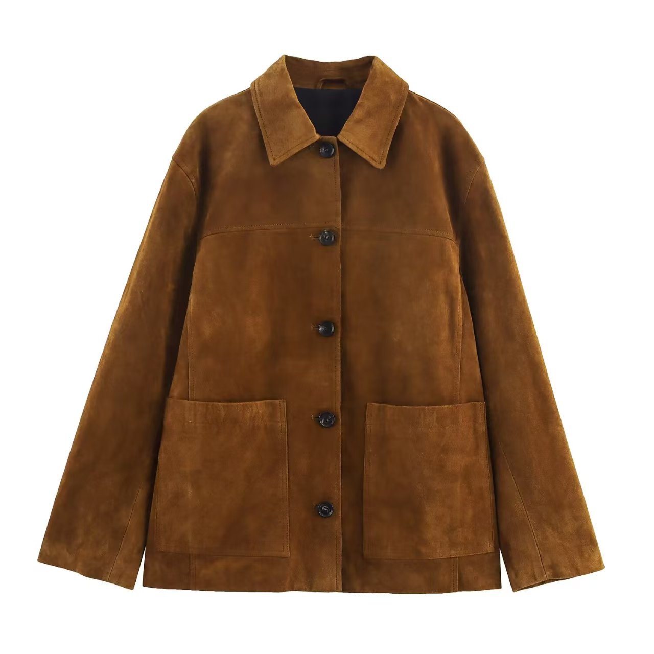 Women's Suede Loose Casual Long Sleeves Blazers