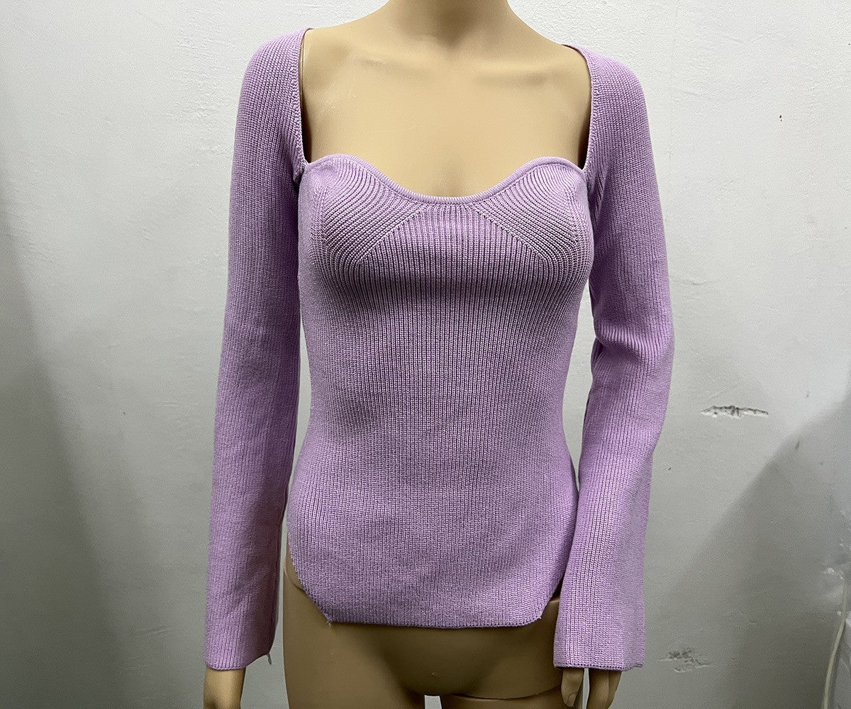 Women's Irregular Slits On Both Sides Knitted Inspirational Knitwear