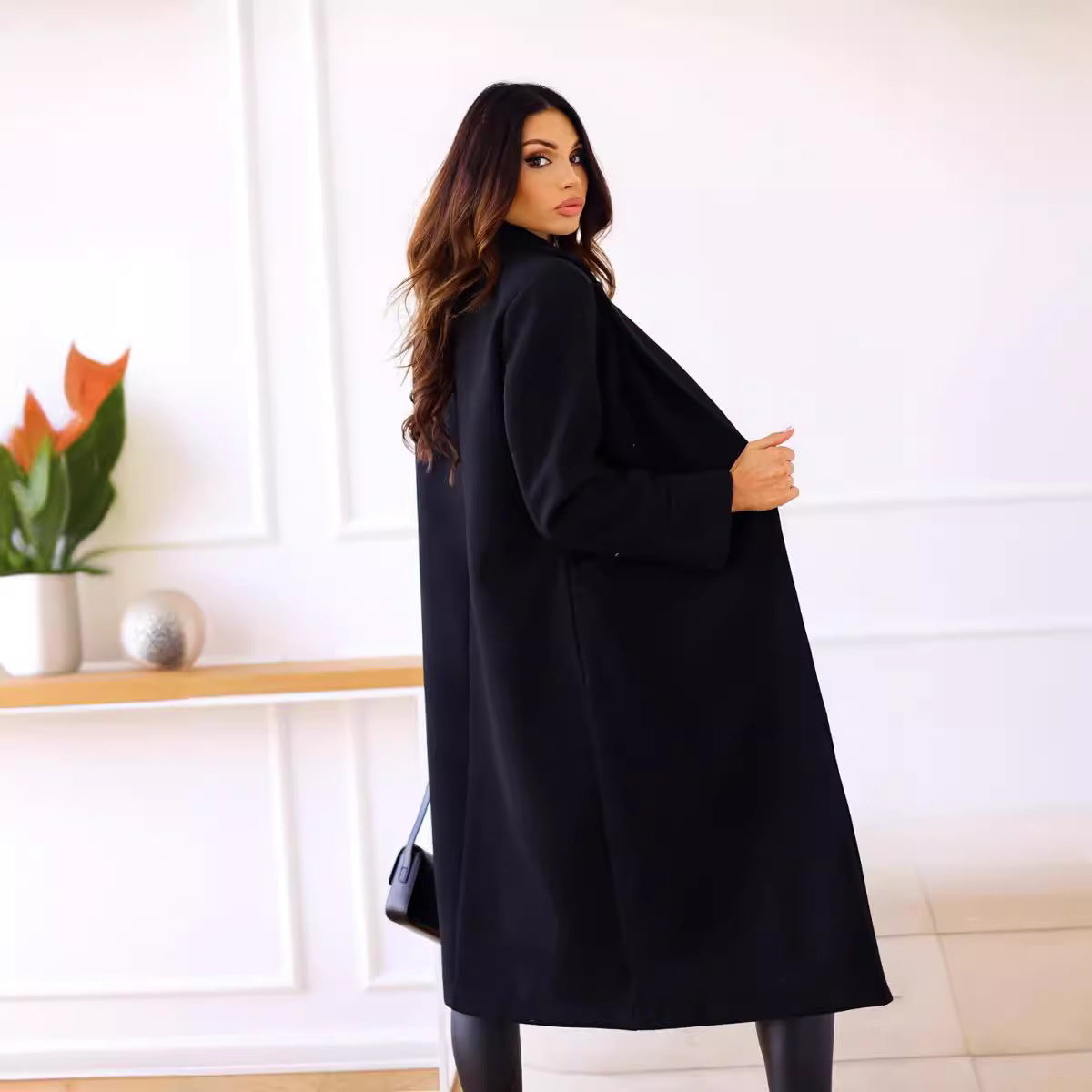 Women's Simple Double Breasted Long Sleeve Lapel Coats