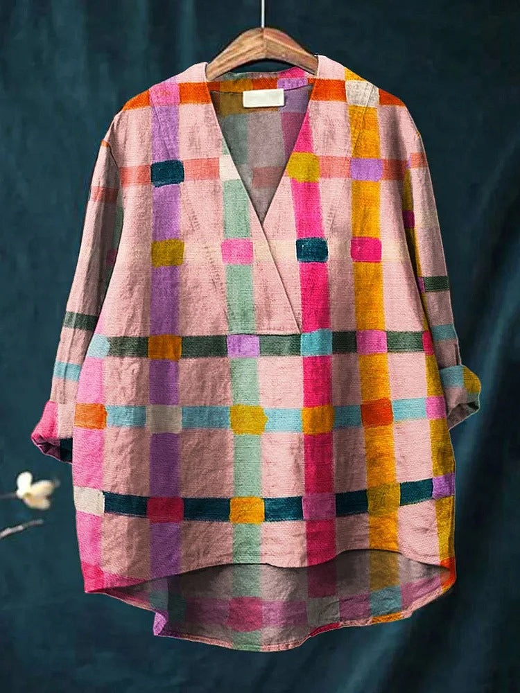 Women's Loose Printed Shirt For Long Sleeve Blouses