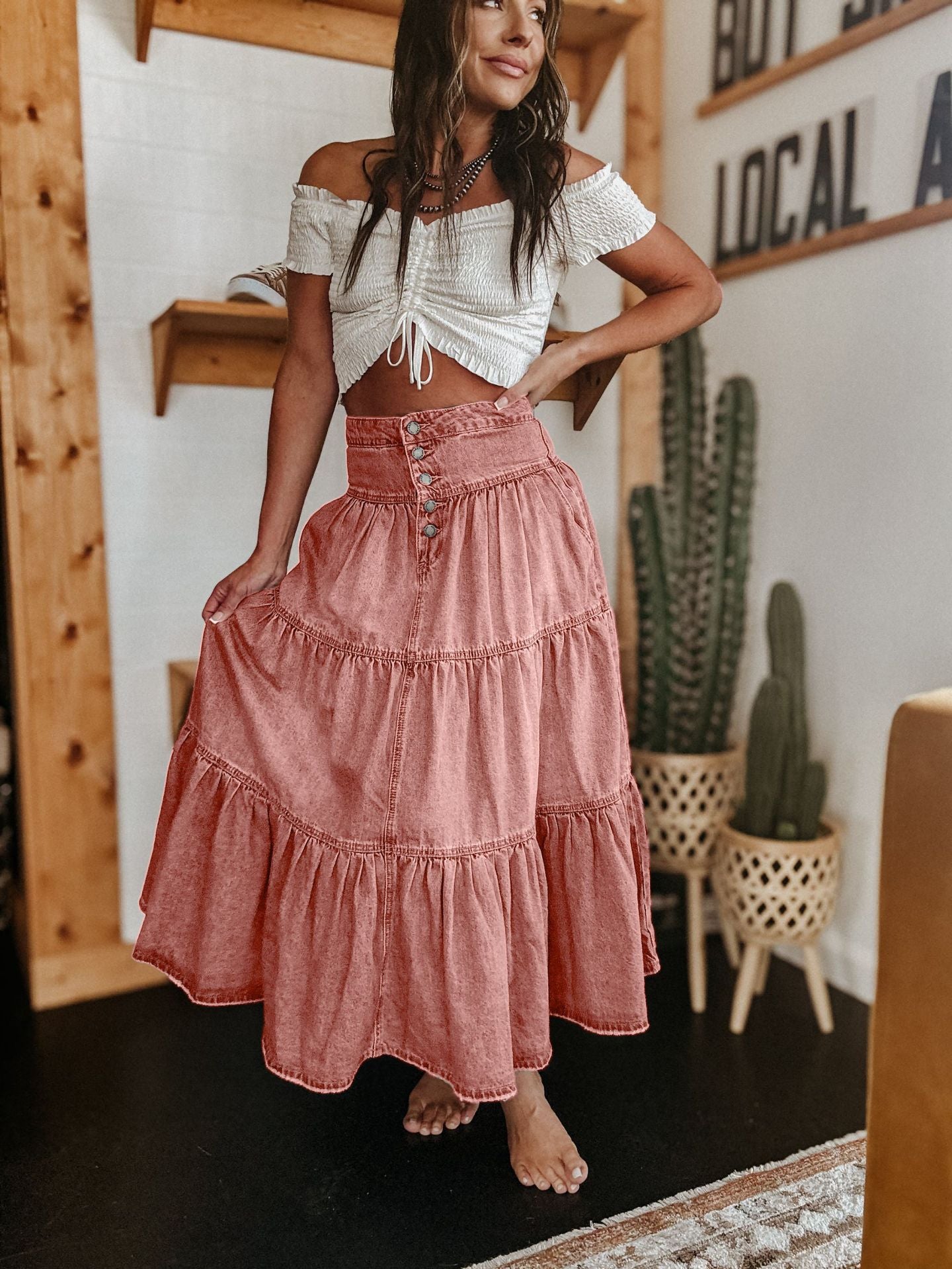 New Attractive Bohemian Layered Cake Denim Skirts