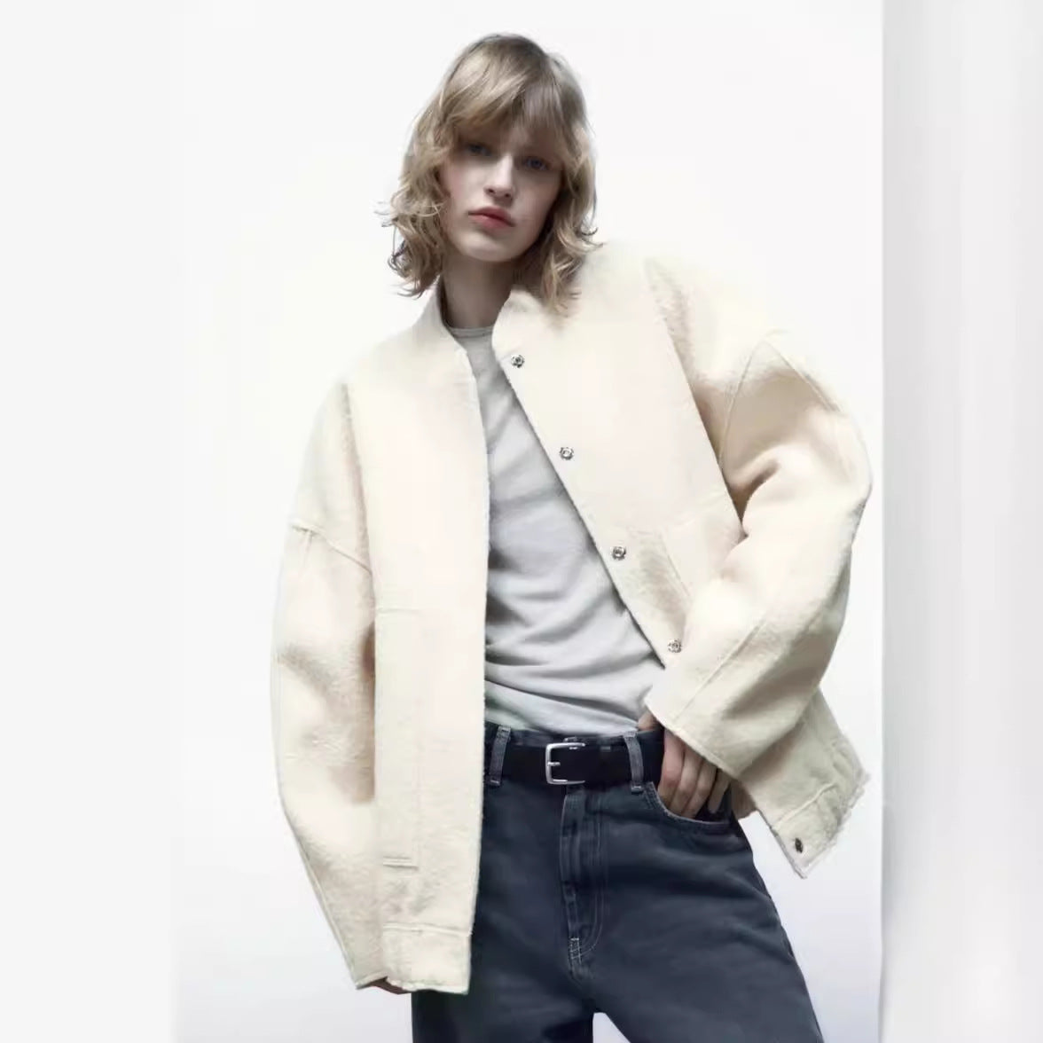 Loose Casual Street Stand Collar Hidden Coats