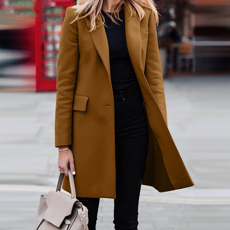 Women's Winter Mid-length Breasted Solid Color Small Blazers