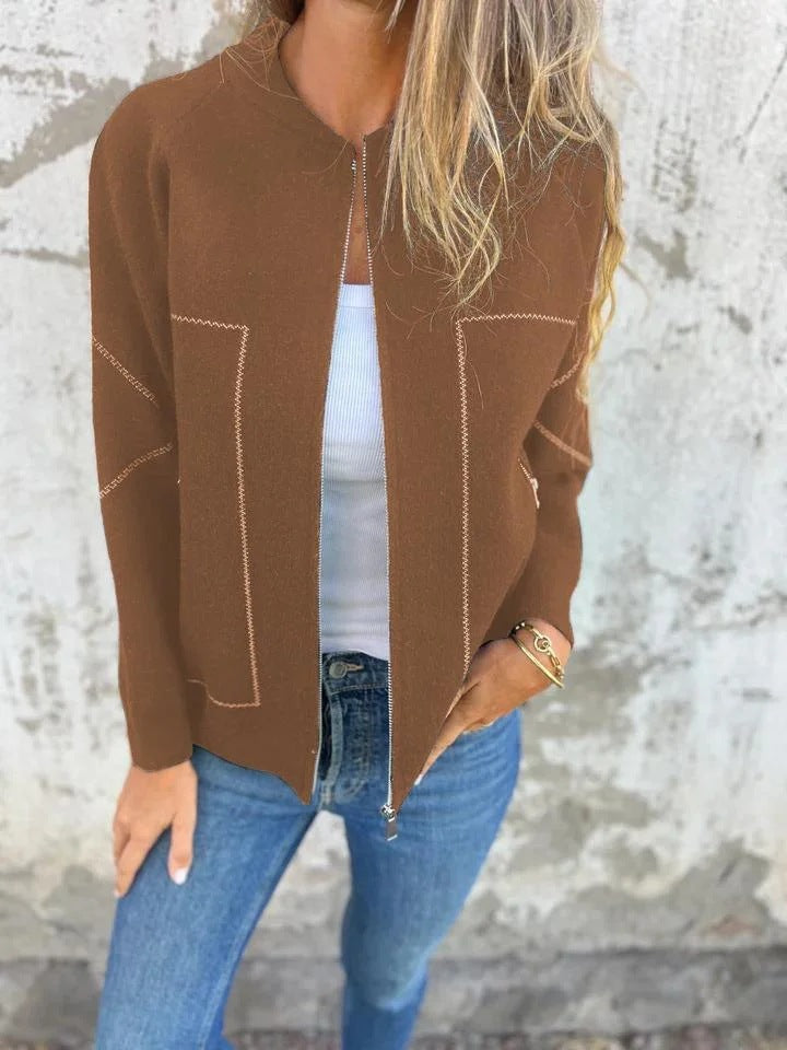 Durable Graceful Fashion Zipper Solid Color Jackets