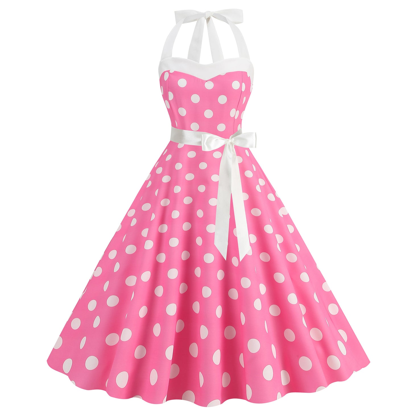 Hepburn Style Polka Dot Print Large Dresses