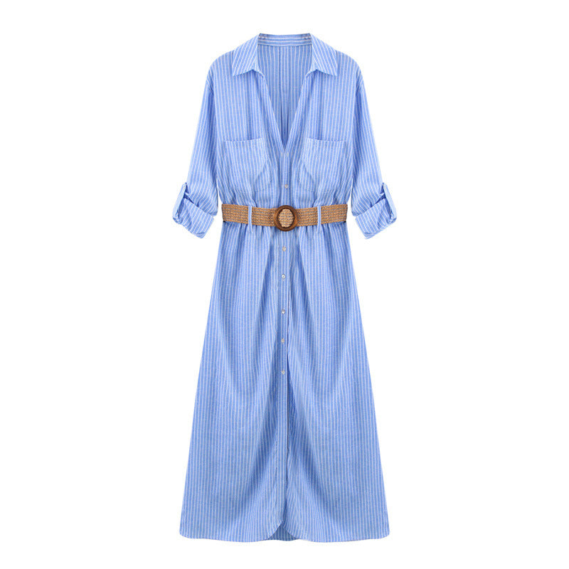 Women's Fashion Casual Long Sleeve Lapel With Dresses