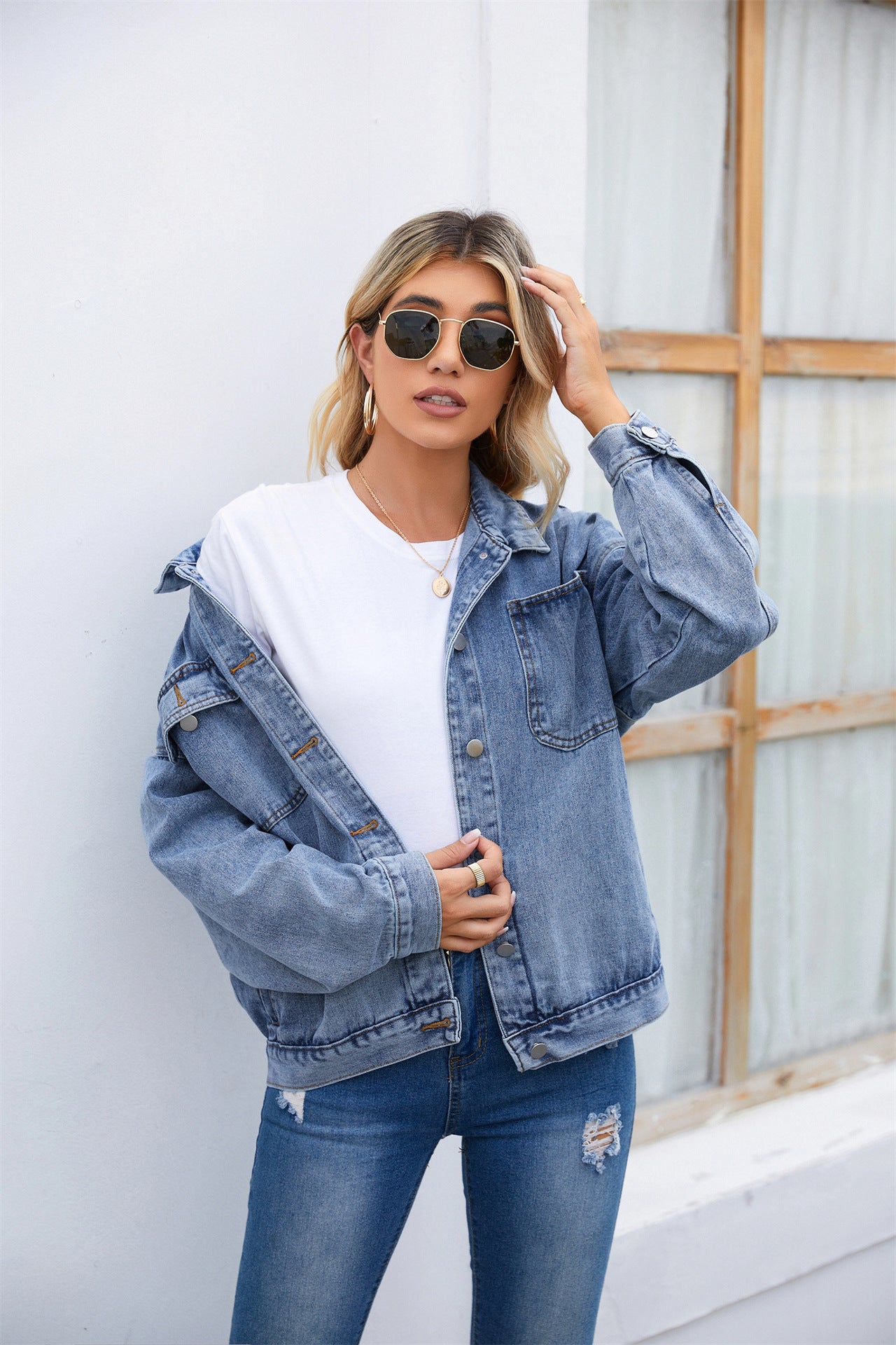 Women's Glamorous Retro Washed Denim Tide Jackets