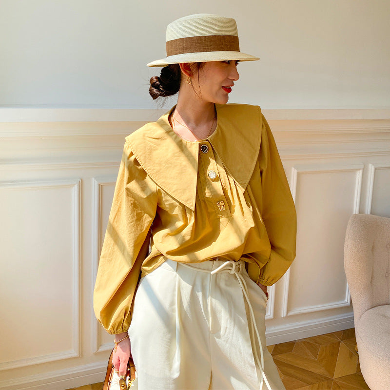 Women's Shirt Long Sleeve French Style Doll Collar Clothing