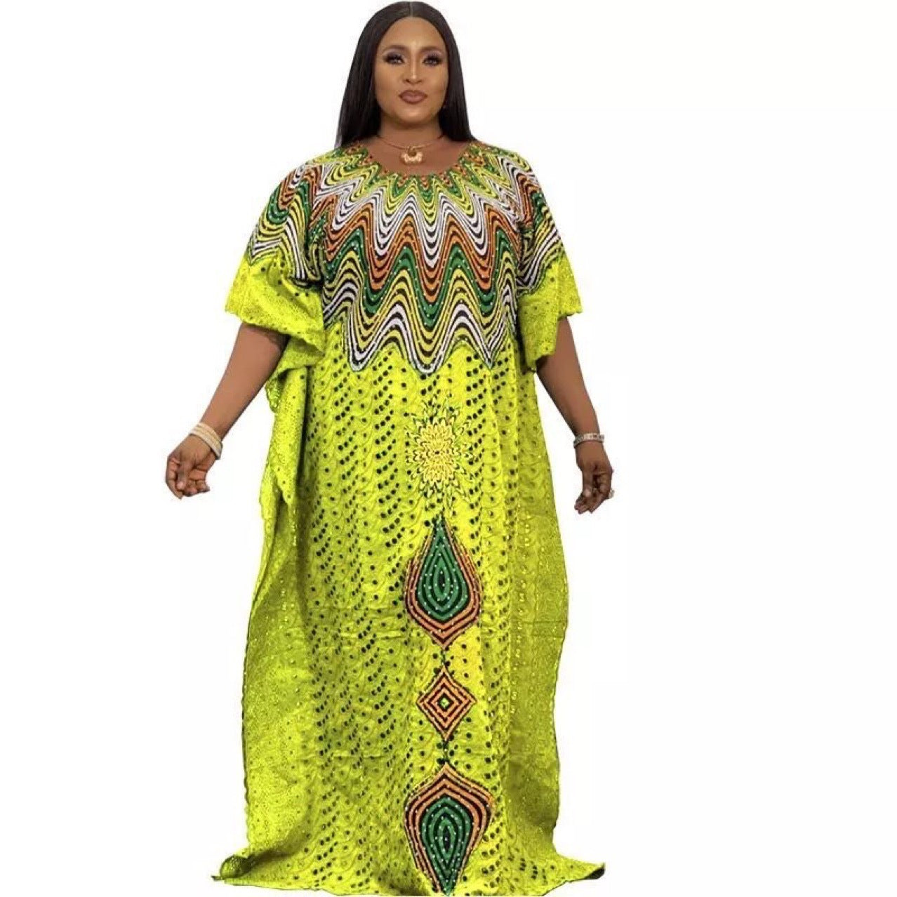 Women's African Cotton Hollow Embroidered Fashion Wear Dresses