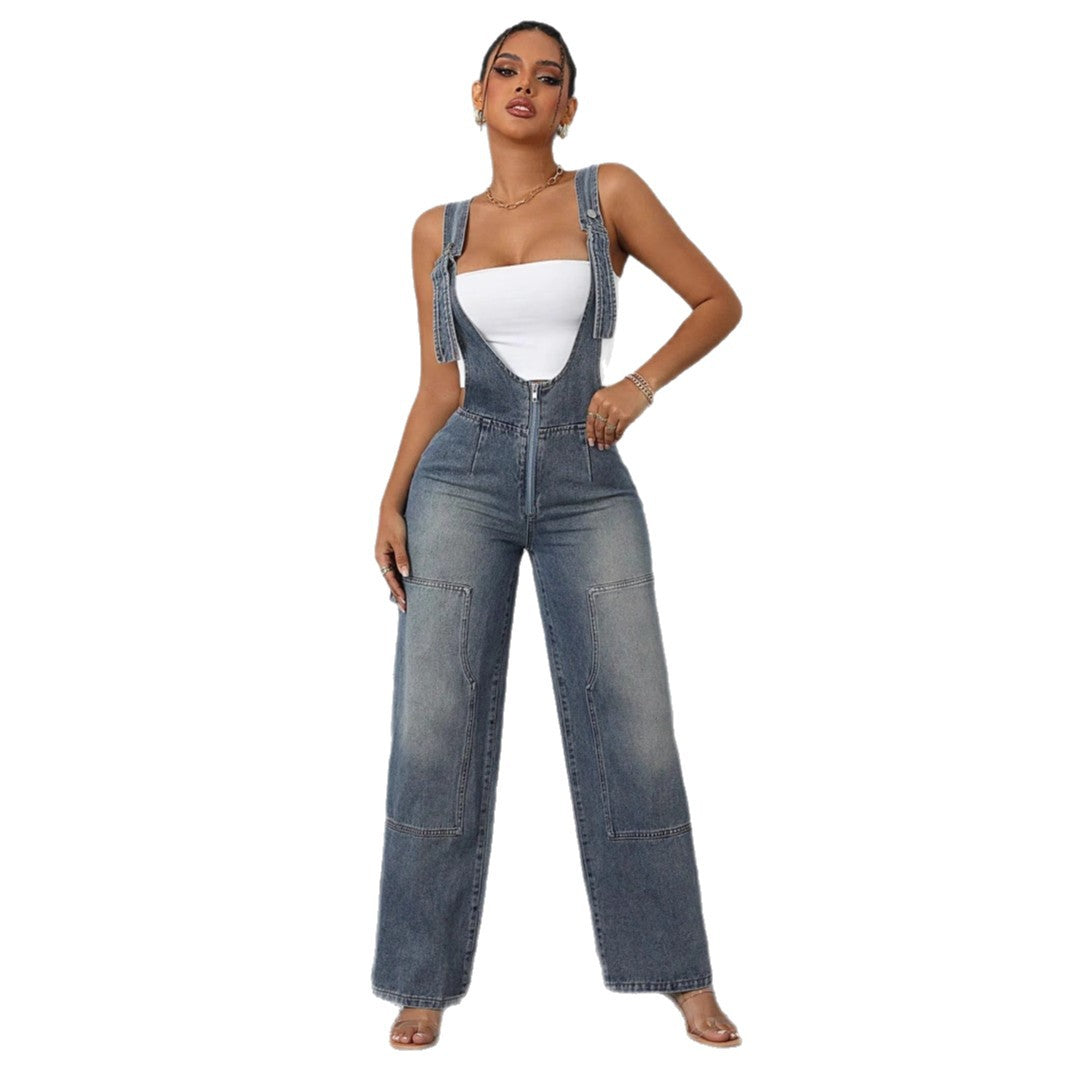 Women's Personalized Hot Overalls Wide Leg Straight Jumpsuits