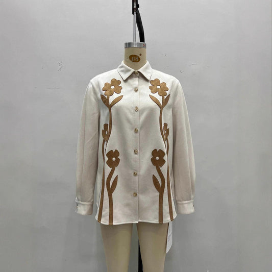 Fashion Autumn Vintage Floral Composite Lapel Blouses