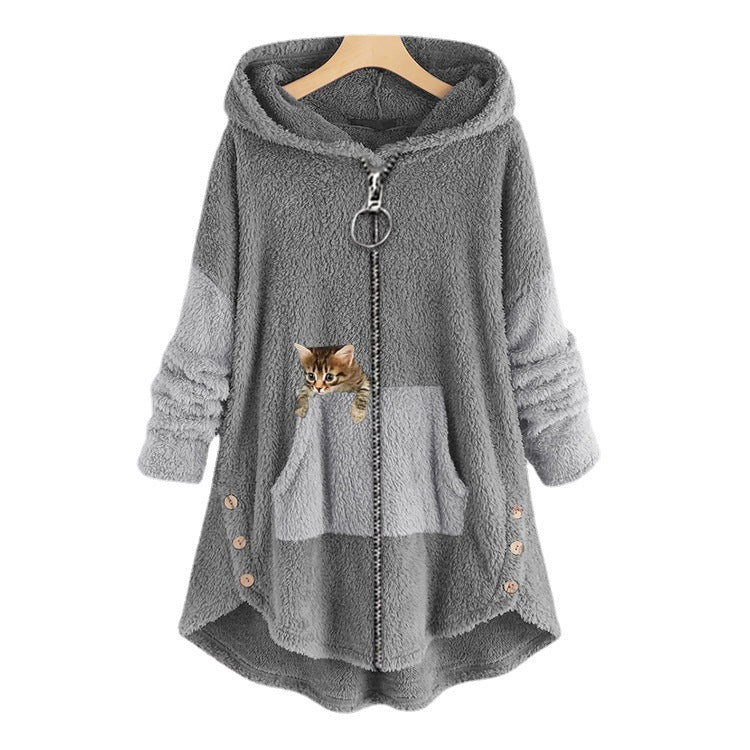Women's Street Hipster Zipper Style Personality Leopard Coats