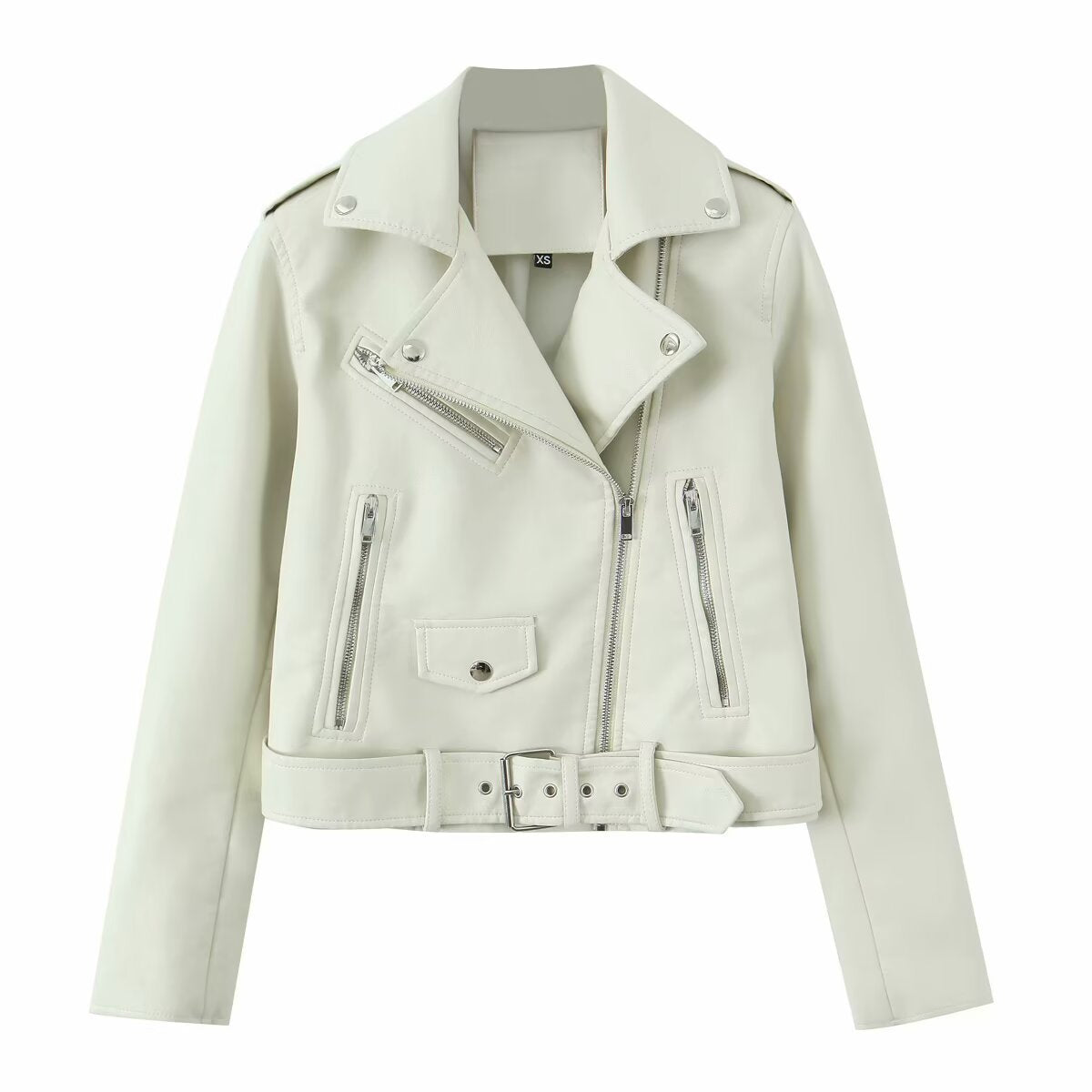 Women's Autumn Faux Leather Locomotive Style Decorative Jackets